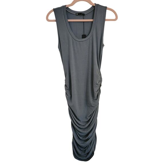 NWT Revolve Krisa Soft Cotton Ruched Tank Dress Sage Green XS - Picture 2 of 4